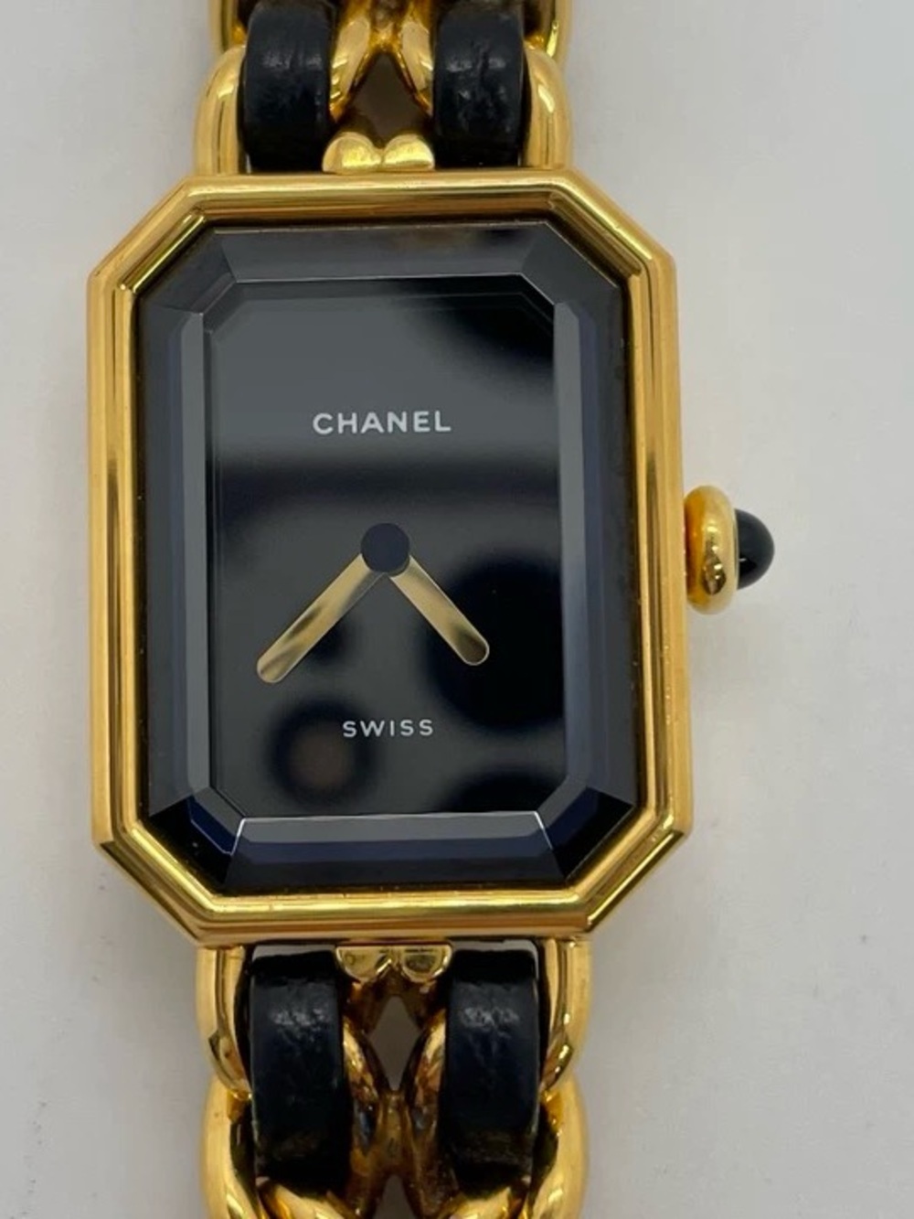 CHANEL Black and Gold Chain-Link Octagonal Dial Watch - Picture 2 of 7